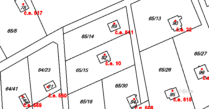 Dobkov 10, Chotěboř na parcele st. 92 v KÚ Dobkov, Katastrální mapa