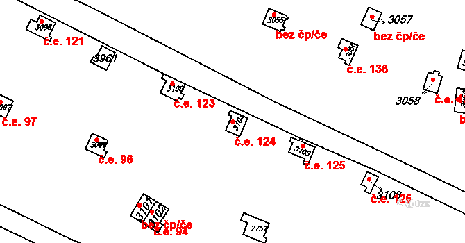 Vrchlabí 124 na parcele st. 3103 v KÚ Vrchlabí, Katastrální mapa