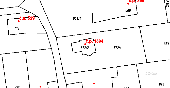 Lutyně 1394, Orlová na parcele st. 672/2 v KÚ Horní Lutyně, Katastrální mapa