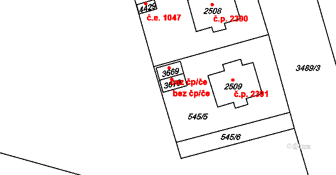 Aš 38795868 na parcele st. 3670 v KÚ Aš, Katastrální mapa