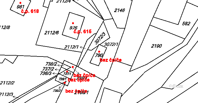Petrovice 38818868 na parcele st. 790 v KÚ Petrovice u Chabařovic, Katastrální mapa