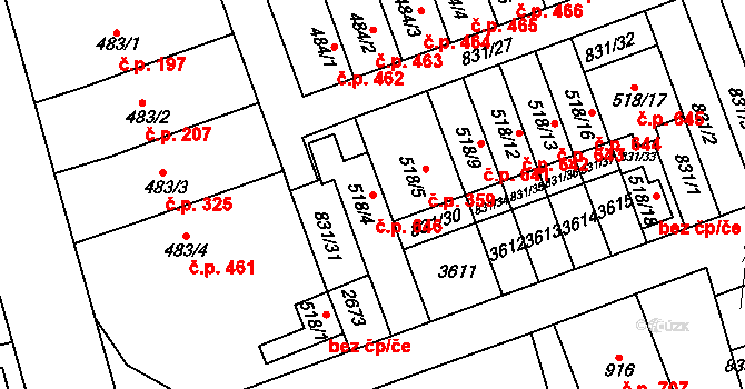 Tlumačov 646 na parcele st. 518/4 v KÚ Tlumačov na Moravě, Katastrální mapa