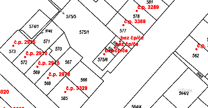 Chomutov 39090868 na parcele st. 575/6 v KÚ Chomutov II, Katastrální mapa
