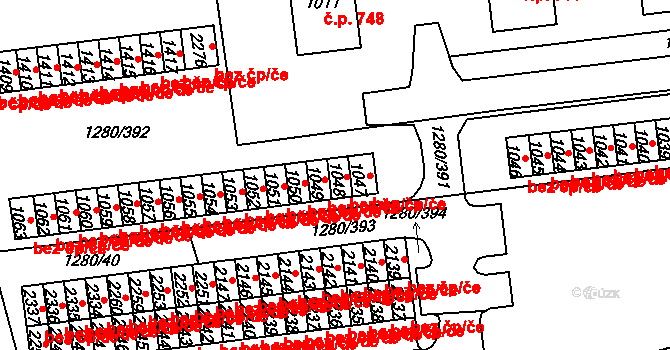 Dobřany 40003868 na parcele st. 1048 v KÚ Dobřany, Katastrální mapa