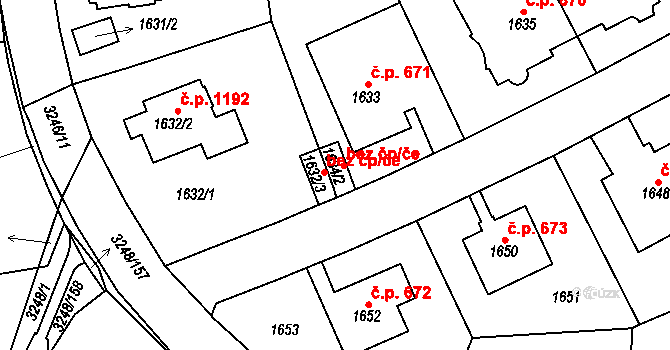 Praha 40391868 na parcele st. 1634/2 v KÚ Krč, Katastrální mapa