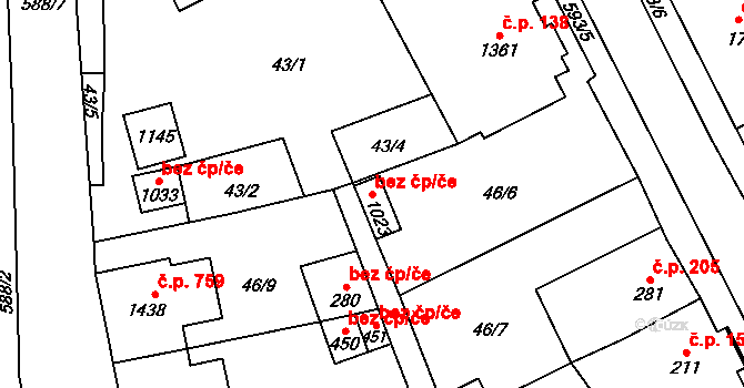Jablonné nad Orlicí 41224868 na parcele st. 1023 v KÚ Jablonné nad Orlicí, Katastrální mapa