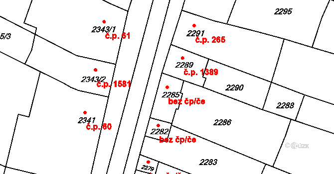 Kunovice 41247868 na parcele st. 2285 v KÚ Kunovice u Uherského Hradiště, Katastrální mapa