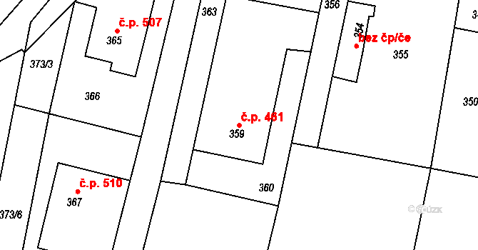 Želechovice nad Dřevnicí 461 na parcele st. 359 v KÚ Želechovice nad Dřevnicí, Katastrální mapa