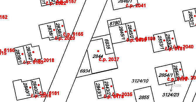 Zlín 2037 na parcele st. 2844 v KÚ Zlín, Katastrální mapa