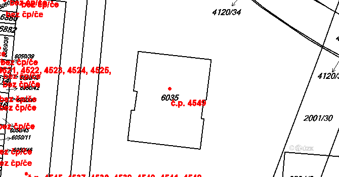 Zlín 4549 na parcele st. 6035 v KÚ Zlín, Katastrální mapa
