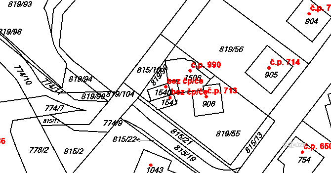 Luhačovice 42497868 na parcele st. 1540 v KÚ Luhačovice, Katastrální mapa