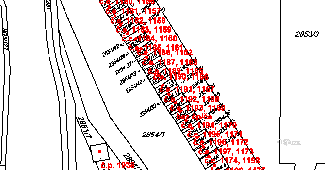 Český Těšín 1168,1192 na parcele st. 2854/12 v KÚ Český Těšín, Katastrální mapa