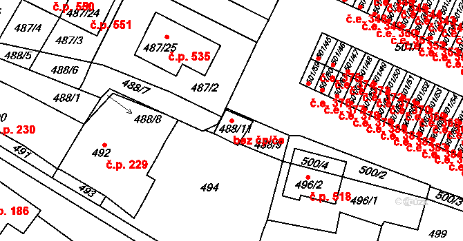 Bystřice nad Pernštejnem 44152868 na parcele st. 488/11 v KÚ Bystřice nad Pernštejnem, Katastrální mapa
