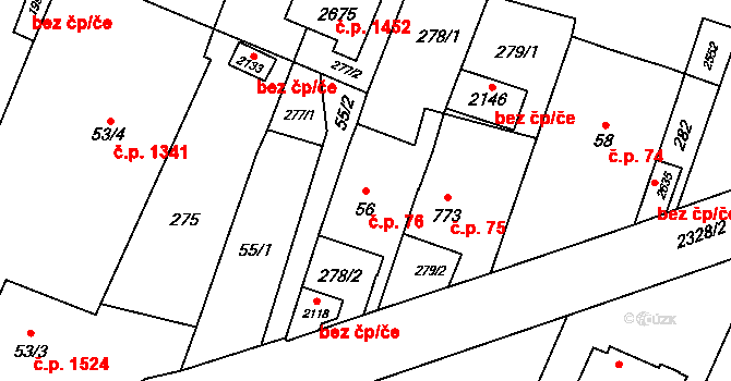 Kateřinky 76, Opava na parcele st. 56 v KÚ Kateřinky u Opavy, Katastrální mapa
