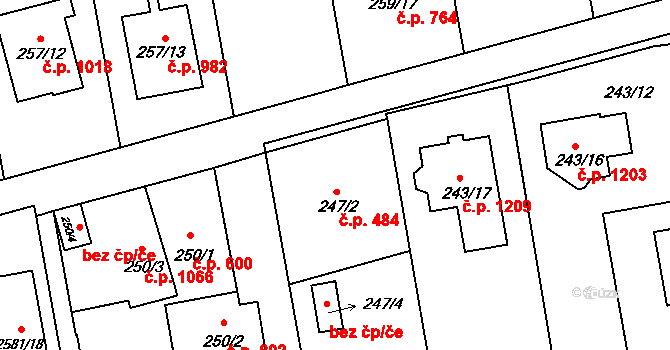 Kylešovice 484, Opava na parcele st. 247/2 v KÚ Kylešovice, Katastrální mapa