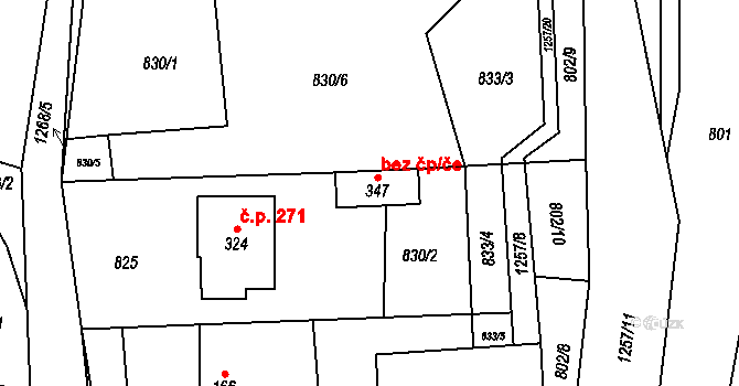 Hrabišín 44870868 na parcele st. 347 v KÚ Hrabišín, Katastrální mapa