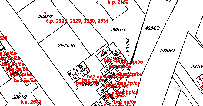 Teplice 45130868 na parcele st. 2943/11 v KÚ Teplice, Katastrální mapa