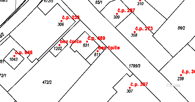 Dolní Bousov 45292868 na parcele st. 811 v KÚ Dolní Bousov, Katastrální mapa