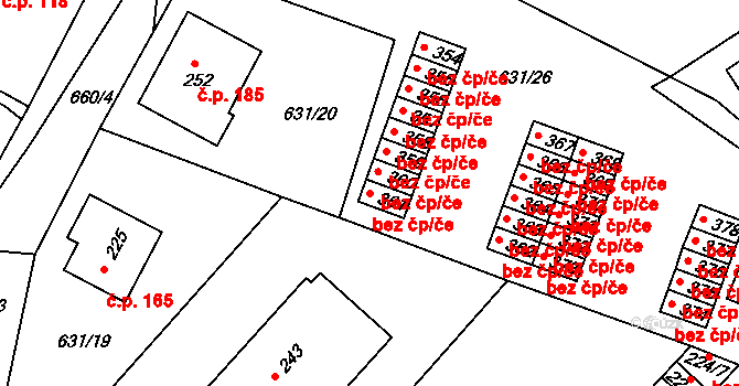 Písek 46229868 na parcele st. 361 v KÚ Hradiště u Písku, Katastrální mapa