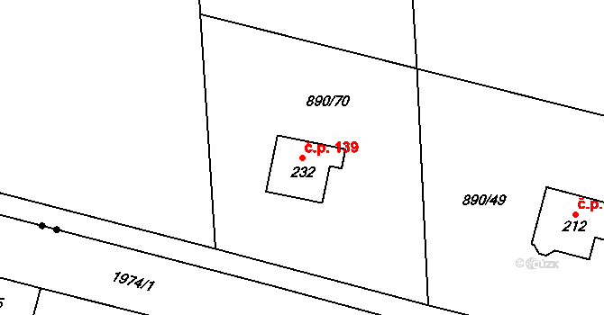 Vimperk III 139, Vimperk na parcele st. 232 v KÚ Boubská, Katastrální mapa