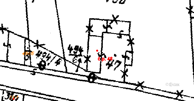 Březí 48, Žinkovy na parcele st. 47 v KÚ Březí u Žinkov, Katastrální mapa
