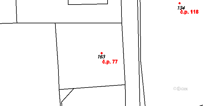 Velká Ves 77, Broumov na parcele st. 163 v KÚ Velká Ves u Broumova, Katastrální mapa