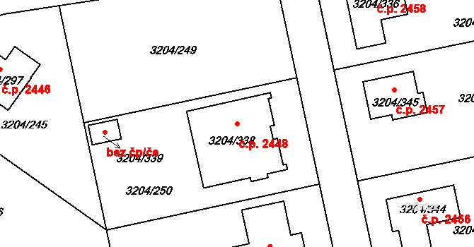 Roudnice nad Labem 2448 na parcele st. 3204/338 v KÚ Roudnice nad Labem, Katastrální mapa