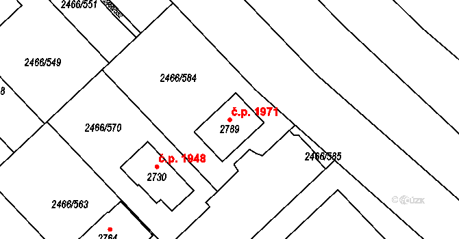 Tišnov 1971 na parcele st. 2789 v KÚ Tišnov, Katastrální mapa