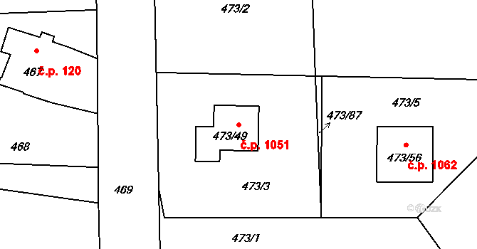Dolní Těrlicko 1051, Těrlicko na parcele st. 473/49 v KÚ Dolní Těrlicko, Katastrální mapa