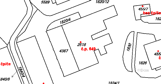 Havlíčkův Brod 649 na parcele st. 2518 v KÚ Havlíčkův Brod, Katastrální mapa