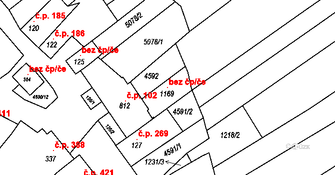 Boršice 100333869 na parcele st. 1169 v KÚ Boršice u Buchlovic, Katastrální mapa