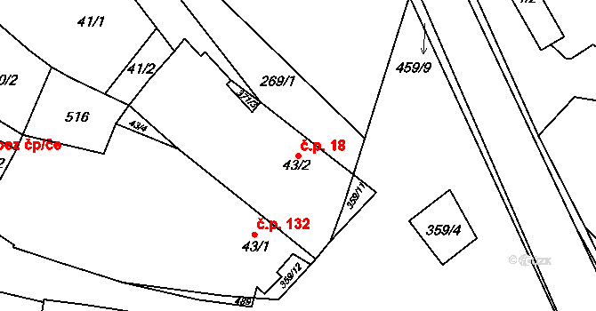 Mramotice 18, Znojmo na parcele st. 43/2 v KÚ Mramotice, Katastrální mapa