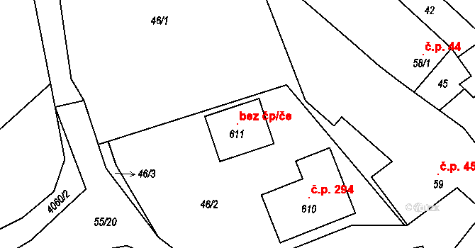 Rašovice 119566869 na parcele st. 611 v KÚ Rašovice u Bučovic, Katastrální mapa