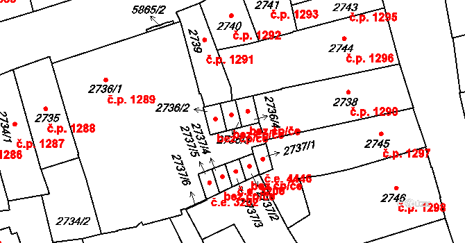 Jihlava 3206 na parcele st. 2736/3 v KÚ Jihlava, Katastrální mapa