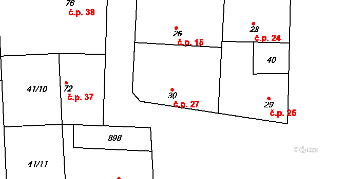 Sedlčánky 27, Čelákovice na parcele st. 30 v KÚ Sedlčánky, Katastrální mapa