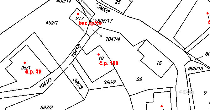 Petrovice 100, Jablonné v Podještědí na parcele st. 16 v KÚ Petrovice v Lužických horách, Katastrální mapa