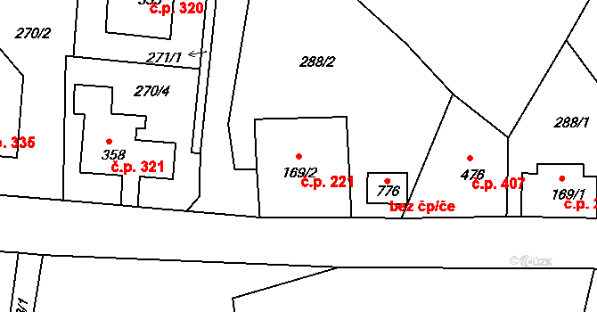 Dolní Podluží 221 na parcele st. 169/2 v KÚ Dolní Podluží, Katastrální mapa