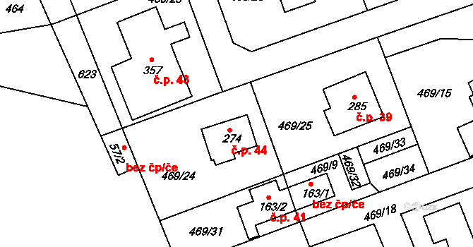Drahlovice 44, Skuhrov na parcele st. 274 v KÚ Skuhrov pod Brdy, Katastrální mapa