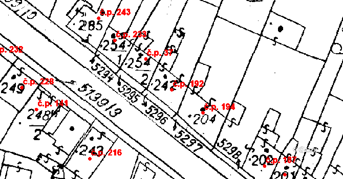 Černošín 192 na parcele st. 242 v KÚ Černošín, Katastrální mapa