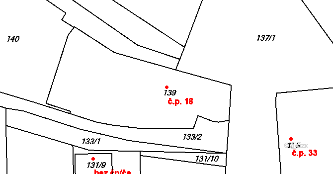 Vlčkovice 18, Praskačka na parcele st. 139 v KÚ Vlčkovice u Praskačky, Katastrální mapa