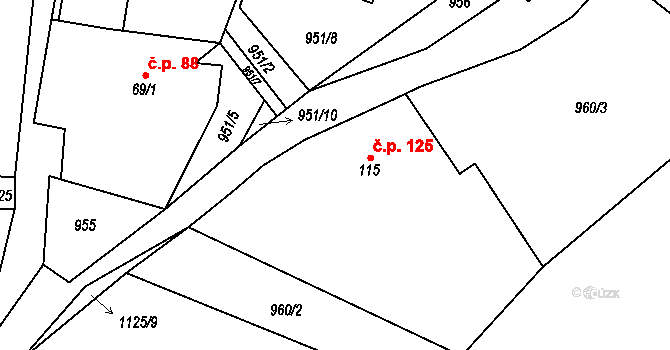 Želivec 125, Sulice na parcele st. 115 v KÚ Sulice, Katastrální mapa