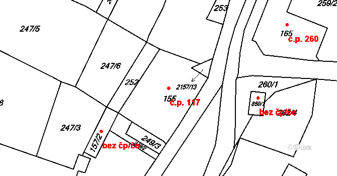 Skalice u České Lípy 117 na parcele st. 155 v KÚ Skalice u České Lípy, Katastrální mapa