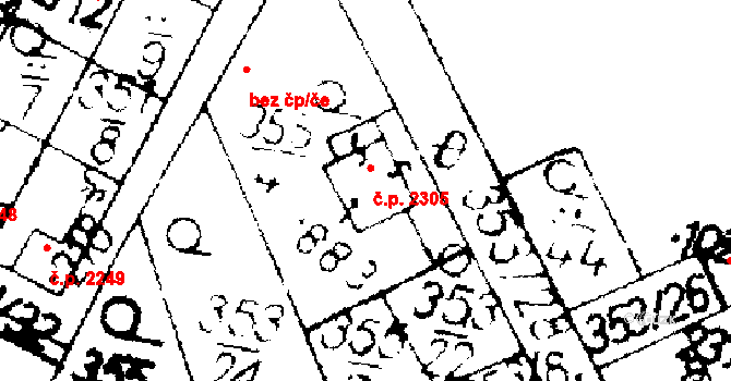 Podlusky 2305, Roudnice nad Labem na parcele st. 883 v KÚ Podlusky, Katastrální mapa