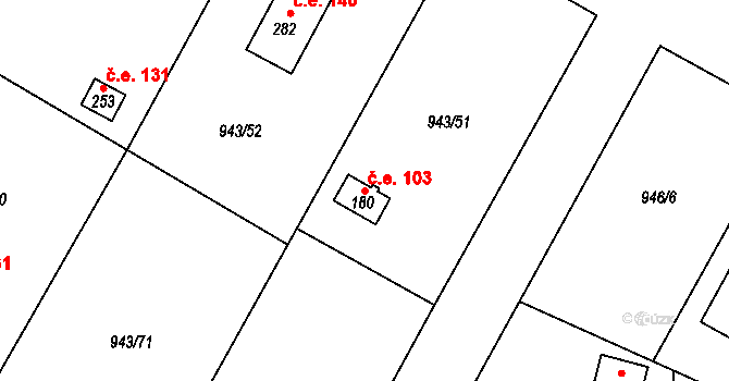 Bežerovice 103, Sudoměřice u Bechyně na parcele st. 180 v KÚ Bežerovice, Katastrální mapa
