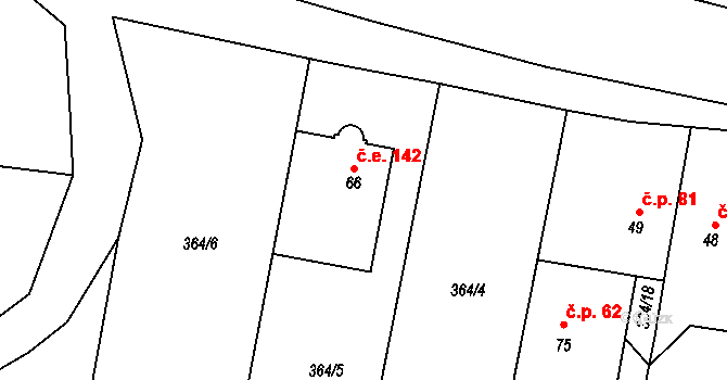 Samechov 142, Chocerady na parcele st. 66 v KÚ Samechov, Katastrální mapa