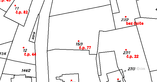 Litol 77, Lysá nad Labem na parcele st. 15/3 v KÚ Litol, Katastrální mapa