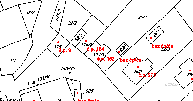 Přední Ptákovice 162, Strakonice na parcele st. 114/1 v KÚ Přední Ptákovice, Katastrální mapa