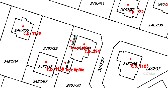 Nový Bohumín 294, Bohumín na parcele st. 2467/61 v KÚ Nový Bohumín, Katastrální mapa