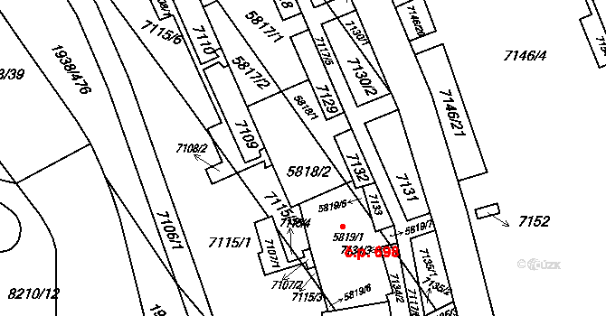 Bystrc 844,845,846, Brno na parcele st. 5818/2 v KÚ Bystrc, Katastrální mapa