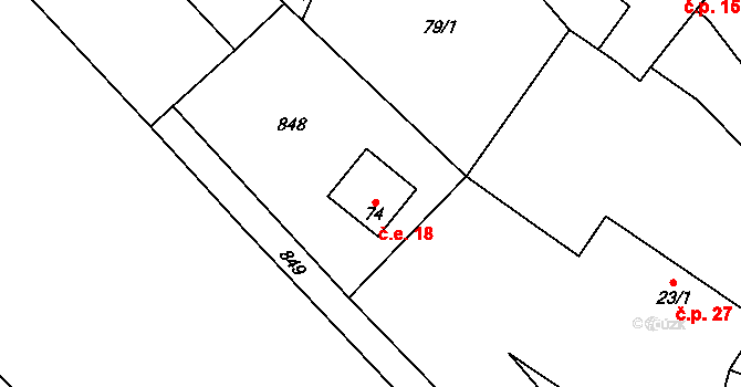 Čakovice 18, Pelhřimov na parcele st. 74 v KÚ Čakovice u Pelhřimova, Katastrální mapa
